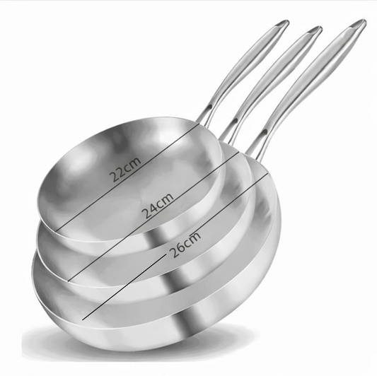 Trio de Poêles en Inox – 22 / 24 / 26 cm