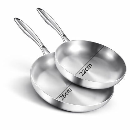 2 Poêles en Inox – 22 cm + 26 cm